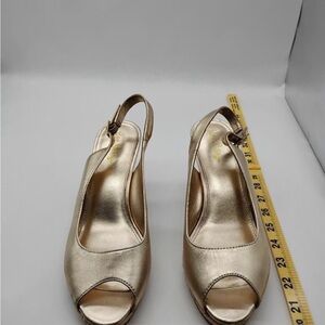 Lilly Pulitzer Kristen Gold Metallic Peep-Toe Wedge Heels